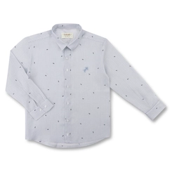 CAMISA 100% LINHO ESTAMPA NAVY ML INFANTIL 7907