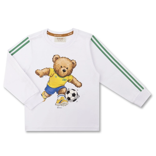 CAMISETA ALGODÃO TEDDY COPA DRIBLE ML INFANTIL 8077 CAMISETA ALGODÃO TEDDY COPA DRIBLE ML INFANTIL 8077  Branco 1