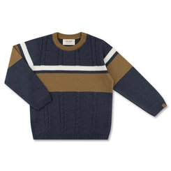 BLUSA TRICÔ LISTRADA COLLEGE INFANTIL 8088