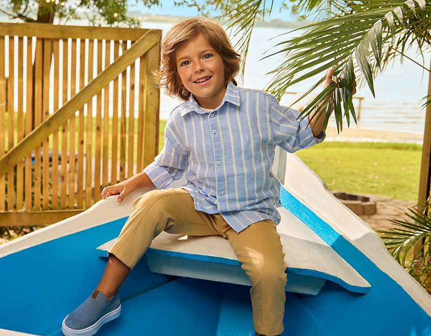 CAMISA LINHO LISTRADA ML INFANTIL 7712
