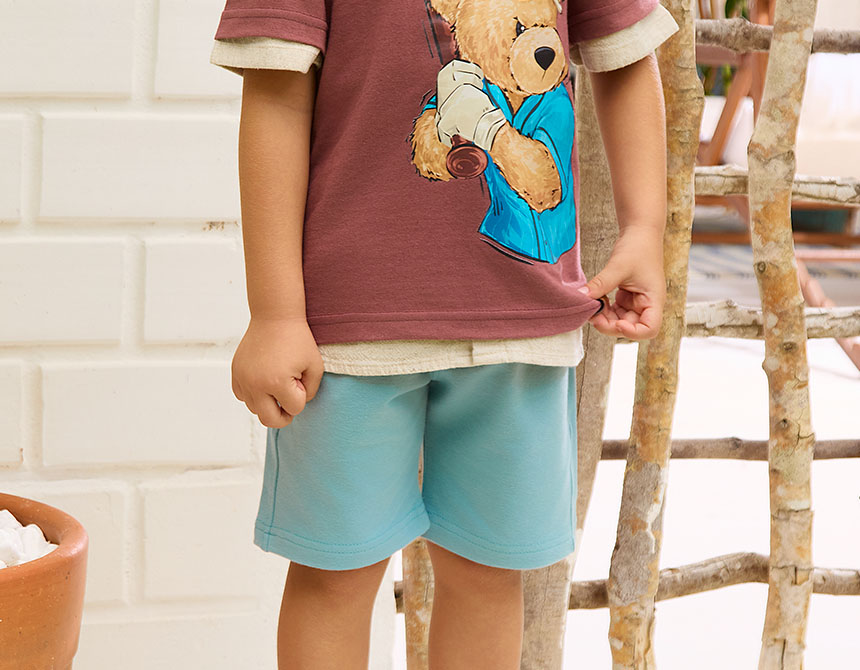 BERMUDA MOLETOM ELASTANO BÁSICA INFANTIL 7787