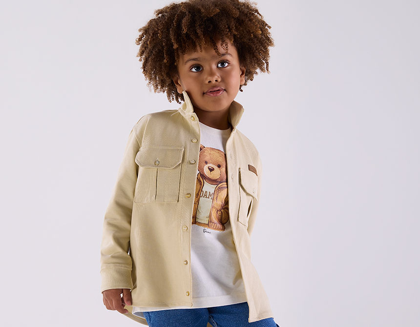CAMISETA ALGODÃO TEDDY JAQUETA ML INFANTIL 7966