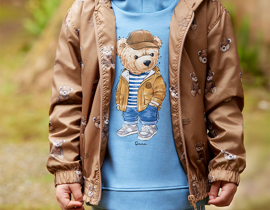 JAQUETA CORTA-VENTO IMPERMEÁVEL ESTAMPA TEDDY INFANTIL 7957