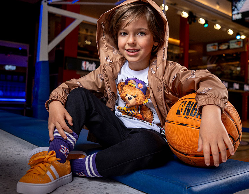 CAMISETA ALGODÃO NBA TEDDY LOS ANGELES LAKERS MC INFANTIL 8150