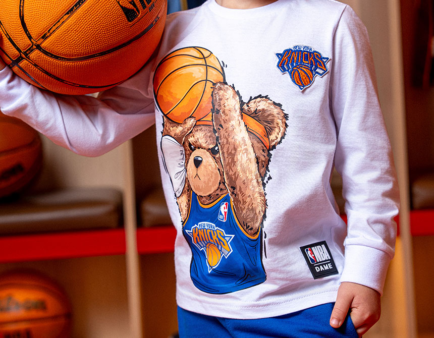 CAMISETA ALGODÃO NBA TEDDY NEW YORK KNICKS ML INFANTIL 8162