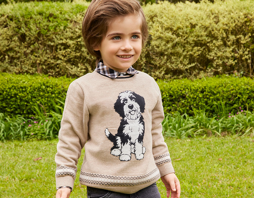 BLUSA TRICÔ JACQUARD CACHORRO INFANTIL 8101