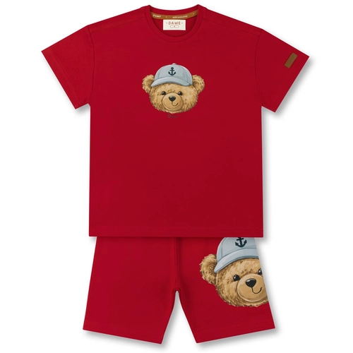 CONJUNTO BLUSA E BERMUDA TEDDY ROSTO INFANTIL 8288