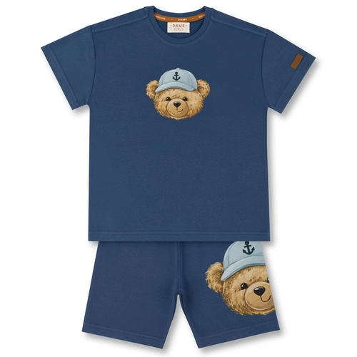 CONJUNTO BLUSA E BERMUDA TEDDY ROSTO INFANTIL 8288