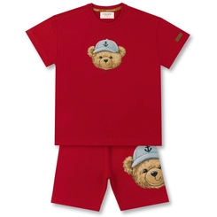 CONJUNTO BLUSA E BERMUDA TEDDY ROSTO INFANTIL 8288
