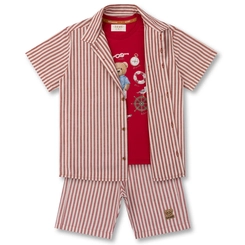 CONJUNTO CAMISA, CAMISETA E BERMUDA TEDDY NÁUTICO INFANTIL 8369