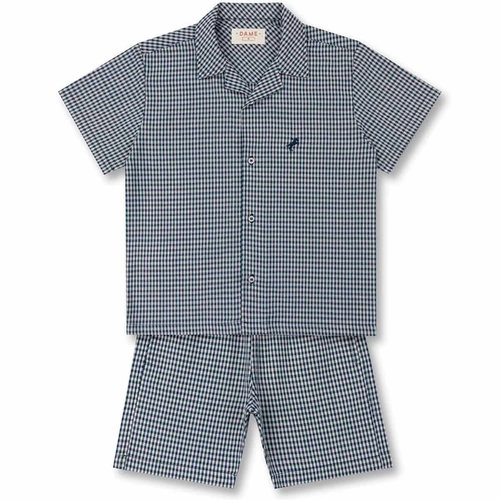 CONJUNTO CAMISA E BERMUDA XADREZ INFANTIL 8302 Marinho