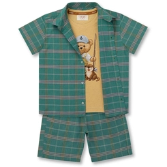 CONJUNTO CAMISA, CAMISETA E BERMUDA TEDDY LONTRA INFANTIL 8354