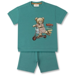 CONJUNTO CAMISETA E BERMUDA TEDDY PLACAS INFANTIL 8334