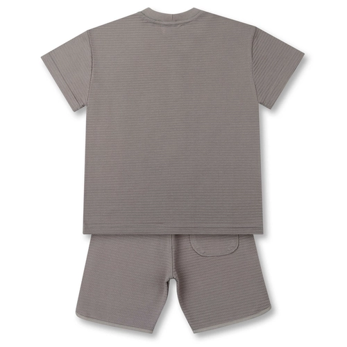 CONJUNTO CAMISETA E BERMUDA TEDDY MAPA INFANTIL 8067 Cinza
