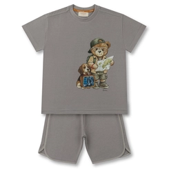 CONJUNTO CAMISETA E BERMUDA TEDDY MAPA INFANTIL 8067
