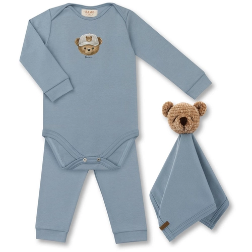 SET BODY/CALÇA/NANINHA ALGODÃO EGÍPCIO TEDDY BONÉ ML BEBÊ 8206