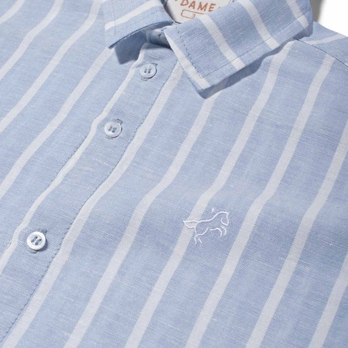 CAMISA LINHO LISTRADA ML INFANTIL 7712 CAMISA LINHO LISTRADA ML INFANTIL 7712 Denim 8
