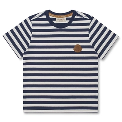 CAMISETA ALGODÃO LISTRADA NAVY MC INFANTIL 7759