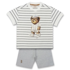 CONJUNTO LISTRADO CAMISETA  BERMUDA TEDDY SUMMER INFANTIL 7770