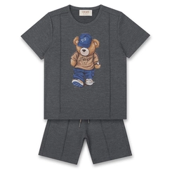 CONJUNTO SUEDINE CAMISETA E BERMUDA TEDDY STREET INFANTIL 7771
