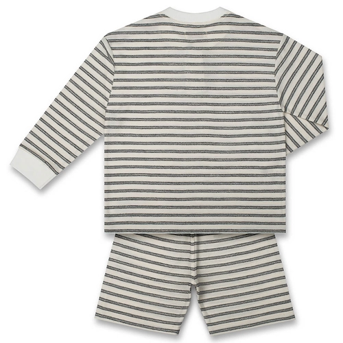 CONJUNTO MOLETOM LISTRADO BATA ML E BERMUDA 7769 Cinza
