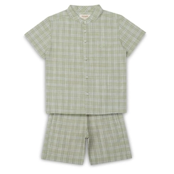 CONJUNTO CAMISA E BERMUDA ALGODÃO XADREZ INFANTIL 7710