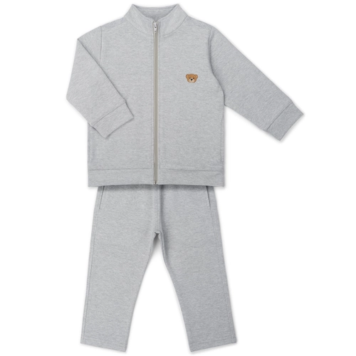 CONJUNTO MOLETOM JAQUETA PATCH ROSTO URSO 7378 Cinza