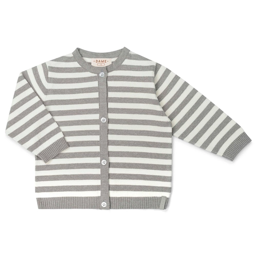 CONJUNTO DE TRICOT CARDIGAN LISTRADO 7389 Cinza