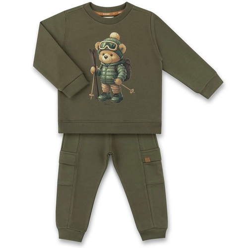 CONJUNTO AGASALHO/CALÇA MOLETOM TEDDY ALPINISTA INFANTIL 8026 Militar