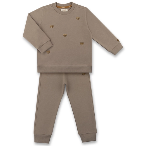 CONJUNTO AGASALHO/CALÇA MOLETOM BORDADOS MINI TEDDY INFANTIL 8025 Chocolate