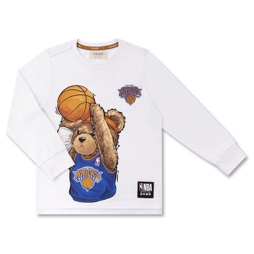 CAMISETA ALGODÃO NBA TEDDY NEW YORK KNICKS ML INFANTIL 8162 CAMISETA ALGODÃO NBA TEDDY NEW YORK KNICKS ML INFANTIL 8162  Branco 2