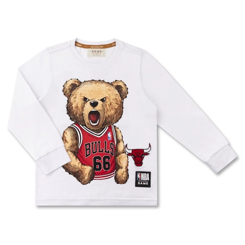 CAMISETA ALGODÃO NBA TEDDY CHICAGO BULLS ML INFANTIL 8156 CAMISETA ALGODÃO NBA TEDDY CHICAGO BULLS ML INFANTIL 8156  Branco 1