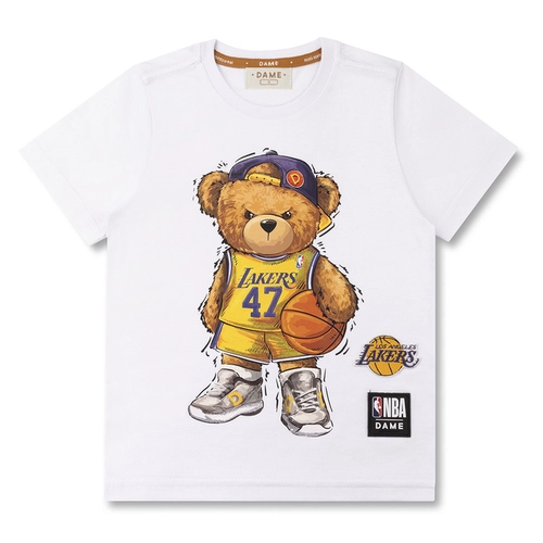 CAMISETA ALGODÃO NBA TEDDY LOS ANGELES LAKERS MC INFANTIL 8150 CAMISETA ALGODÃO NBA TEDDY LOS ANGELES LAKERS MC INFANTIL 8150  Branco 4