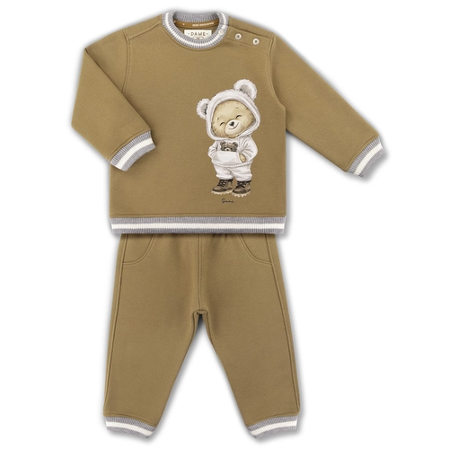 CONJUNTO AGASALHO/CALÇA MOLETOM TEDDY URSINHO BEBÊ 7888 Caramelo