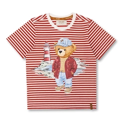 CAMISETA ALGODÃO LISTRADA NAVY TEDDY FAROL MC INFANTIL 8010