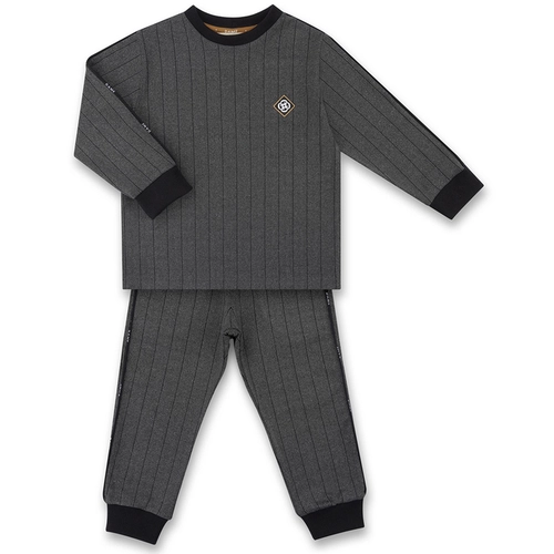 CONJUNTO AGASALHO/CALÇA MALHA JACQUARD RISCA MONOGRAMA INFANTIL 8045 Preto