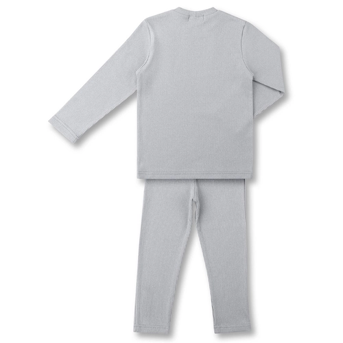 CONJUNTO BLUSA/CALÇA TÉRMICO CANELADO FELPADO INFANTIL 8047 Cinza