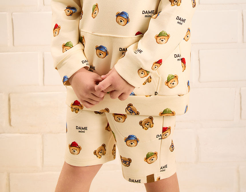 BERMUDA NEOPRENE VISCOSE ESTAMPA TEDDY INFANTIL 7800