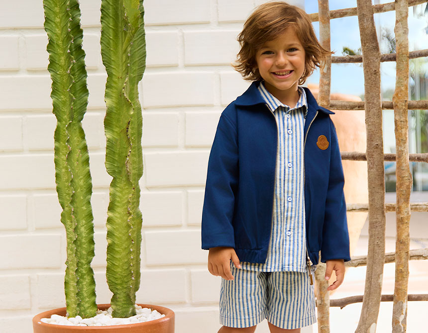 CONJUNTO CAMISA E BERMUDA ALGODÃO LISTRADO NAVY 7709