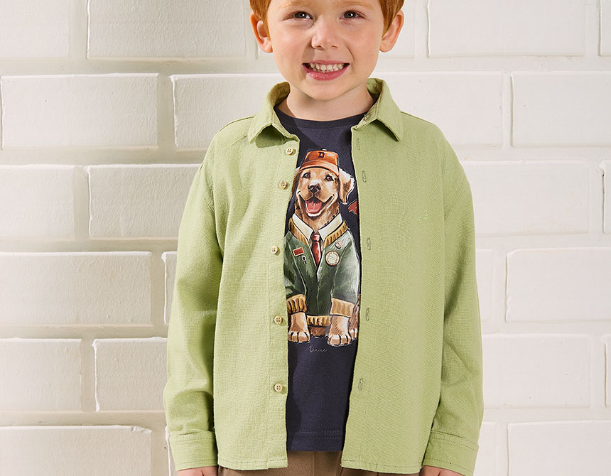CAMISETA ALGODÃO CACHORRO GOLDEN MC INFANTIL 7749
