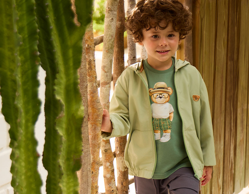 CAMISETA ALGODÃO TEDDY CHAPÉU PANAMÁ MC INFANTIL 7741