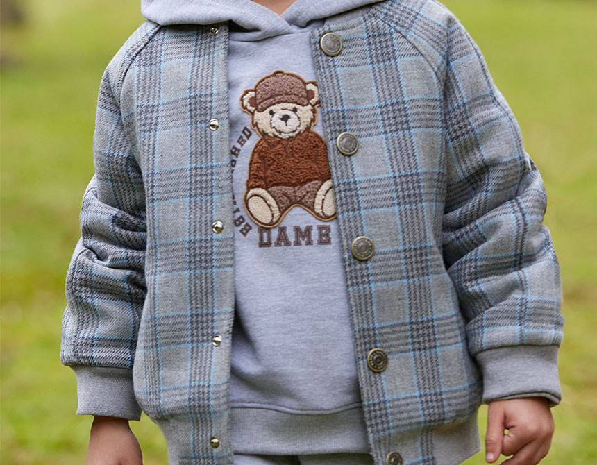 CONJUNTO AGASALHO/CALÇA MOLETOM PATCH TEDDY SENTADO INFANTIL 8024