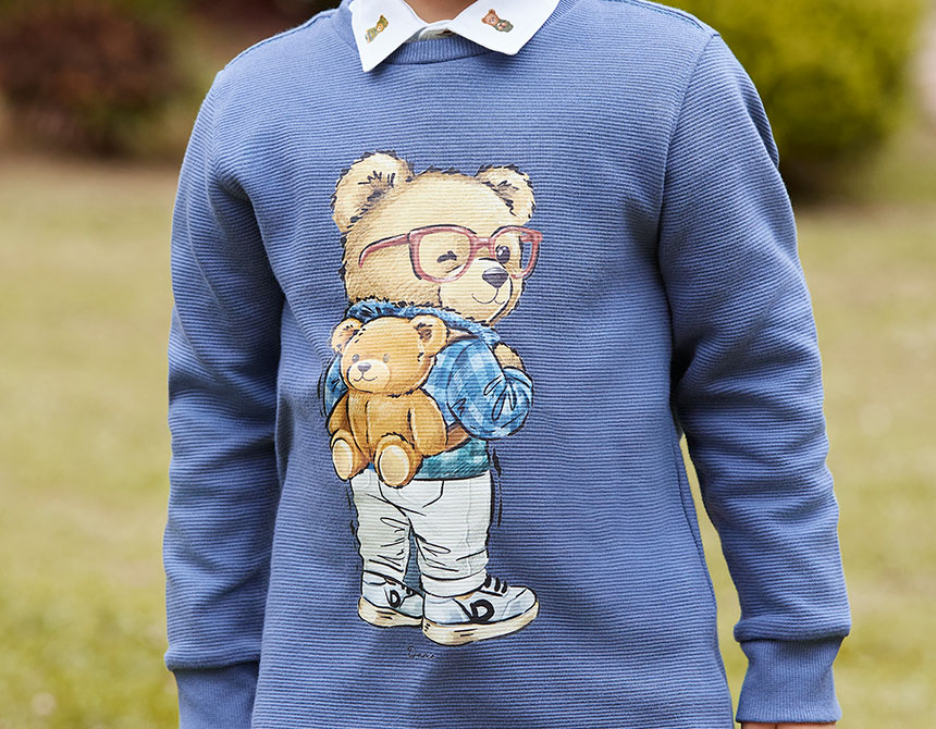 CONJUNTO BLUSA/CALÇA MALHA TEXTURIZADA TEDDY MOCHILA INFANTIL 8038