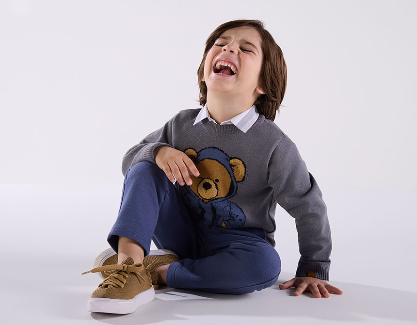 BLUSA TRICÔ JACQUARD TEDDY CANGURÚ INFANTIL 8107