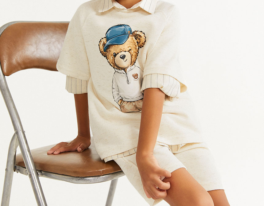 CONJUNTO CAMISETA E BERMUDA TEDDY PATCH INFANTIL 8265