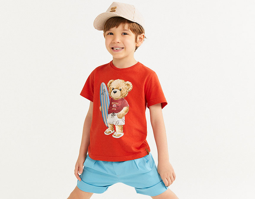 CAMISETA ALGODÃO TEDDY SURF INFANTIL 8326